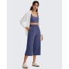 imageG4Free Chillwhisp Lightweight Flowy Wide Leg Capris Women  Front Seam Summer Cropped Pants for Travel BeachDusky Purple