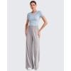 imageG4Free Chillwhisp Lightweight Flowy Wide Leg Pants Women Elastic Waist Palazzo Pants Summer Beach VacationGrey