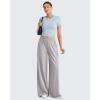 imageG4Free Chillwhisp Lightweight Flowy Wide Leg Pants Women Elastic Waist Palazzo Pants Summer Beach VacationGrey