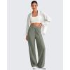 imageG4Free Chillwhisp Lightweight Wide Leg Pants Women Front Seam Elastic Waist Flowy Palazzo Pants SummerGray Olive