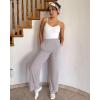 imageG4Free Chillwhisp Lightweight Wide Leg Pants Women Front Seam Elastic Waist Flowy Palazzo Pants SummerGrey