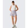 imageG4Free Chillwhisp Running Shorts for Women 25  Dolphin Elastic Waistband with Pockets for Athletic Gym WorkoutChime Gray