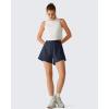 imageG4Free Chillwhisp Running Shorts for Women 25  Dolphin Elastic Waistband with Pockets for Athletic Gym WorkoutDark Navy