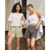 imageG4Free EverGoing Dressy Casual Shorts for Women 5 High Waisted Summer Lounge Pleated Shorts with PocketsApricot