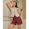 imageG4Free EverGoing Dressy Casual Shorts for Women 5 High Waisted Summer Lounge Pleated Shorts with PocketsDark Burgundy