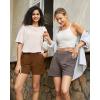 imageG4Free EverGoing Dressy Casual Shorts for Women 5 High Waisted Summer Lounge Pleated Shorts with PocketsDark Coffee