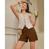 imageG4Free EverGoing Dressy Casual Shorts for Women 5 High Waisted Summer Lounge Pleated Shorts with PocketsDark Coffee
