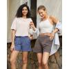 imageG4Free EverGoing Dressy Casual Shorts for Women 5 High Waisted Summer Lounge Pleated Shorts with PocketsDenim Blue