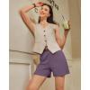 imageG4Free EverGoing Dressy Casual Shorts for Women 5 High Waisted Summer Lounge Pleated Shorts with PocketsGrape Purple