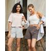 imageG4Free EverGoing Dressy Casual Shorts for Women 5 High Waisted Summer Lounge Pleated Shorts with PocketsLight Grey