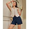 imageG4Free EverGoing Dressy Casual Shorts for Women 5 High Waisted Summer Lounge Pleated Shorts with PocketsNavy