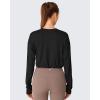 imageG4Free Lightbreeze Drawstring Hem Workout Tops Women  UPF 50 UV Shirts Long Sleeve Crop with Thumbholes Loose FitBlack