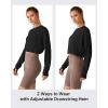 imageG4Free Lightbreeze Drawstring Hem Workout Tops Women  UPF 50 UV Shirts Long Sleeve Crop with Thumbholes Loose FitBlack