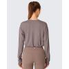 imageG4Free Lightbreeze Drawstring Hem Workout Tops Women  UPF 50 UV Shirts Long Sleeve Crop with Thumbholes Loose FitGray Lilac