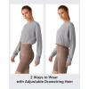 imageG4Free Lightbreeze Drawstring Hem Workout Tops Women  UPF 50 UV Shirts Long Sleeve Crop with Thumbholes Loose FitSilver Gray