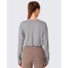 imageG4Free Lightbreeze Drawstring Hem Workout Tops Women  UPF 50 UV Shirts Long Sleeve Crop with Thumbholes Loose FitSilver Gray