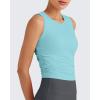 imageG4Free Lightbreeze Workout Tank Tops for Women Side Ruched Sleeveless High Neck Crop Top Summer Athletic Gym ShirtsLight Blue