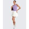 imageG4Free Lightbreeze Workout Tank Tops for Women Side Ruched Sleeveless High Neck Crop Top Summer Athletic Gym ShirtsLight Purple