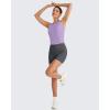imageG4Free Lightbreeze Workout Tank Tops for Women Side Ruched Sleeveless High Neck Crop Top Summer Athletic Gym ShirtsLight Purple