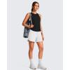 imageG4Free Lyocell Racerback Women Workout Tank Tops Ruch Side High Neck Muscle Tops for Gym Athletic YogaBlack