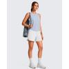 imageG4Free Lyocell Racerback Women Workout Tank Tops Ruch Side High Neck Muscle Tops for Gym Athletic YogaLight Denim