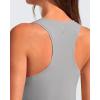 imageG4Free Lyocell Racerback Women Workout Tank Tops Ruch Side High Neck Muscle Tops for Gym Athletic YogaLight Gray