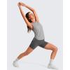 imageG4Free Lyocell Racerback Women Workout Tank Tops Ruch Side High Neck Muscle Tops for Gym Athletic YogaLight Gray