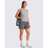 imageG4Free Lyocell Racerback Women Workout Tank Tops Ruch Side High Neck Muscle Tops for Gym Athletic YogaLight Gray