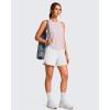 imageG4Free Lyocell Racerback Women Workout Tank Tops Ruch Side High Neck Muscle Tops for Gym Athletic YogaLight Pink
