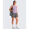 imageG4Free Lyocell Racerback Women Workout Tank Tops Ruch Side High Neck Muscle Tops for Gym Athletic YogaLight Purple