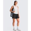 imageG4Free Lyocell Racerback Women Workout Tank Tops Ruch Side High Neck Muscle Tops for Gym Athletic YogaPure White