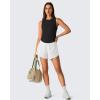 imageG4Free Lyocell Workout Athletic Tank Tops High Neck Sleeveless Yoga Tanks Loose Gym Running Exercixe TopBlack