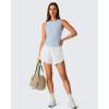 imageG4Free Lyocell Workout Athletic Tank Tops High Neck Sleeveless Yoga Tanks Loose Gym Running Exercixe TopLight Denim