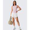 imageG4Free Lyocell Workout Athletic Tank Tops High Neck Sleeveless Yoga Tanks Loose Gym Running Exercixe TopLight Pink