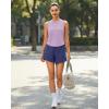 imageG4Free Lyocell Workout Athletic Tank Tops High Neck Sleeveless Yoga Tanks Loose Gym Running Exercixe TopLight Purple