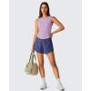 imageG4Free Lyocell Workout Athletic Tank Tops High Neck Sleeveless Yoga Tanks Loose Gym Running Exercixe TopLight Purple
