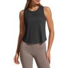 imageG4Free Racerback Workout Tank Tops for Women High Neck Athletic Long Tanks Fast Dry Sleeveless Pilates Running ShirtsBlack