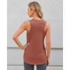 imageG4Free Racerback Workout Tank Tops for Women High Neck Athletic Long Tanks Fast Dry Sleeveless Pilates Running ShirtsBrown