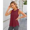 imageG4Free Racerback Workout Tank Tops for Women High Neck Athletic Long Tanks Fast Dry Sleeveless Pilates Running ShirtsBurgundy