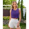 imageG4Free Racerback Workout Tank Tops for Women High Neck Athletic Long Tanks Fast Dry Sleeveless Pilates Running ShirtsDark Purple