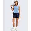 imageG4Free Racerback Workout Tank Tops for Women High Neck Athletic Long Tanks Fast Dry Sleeveless Pilates Running ShirtsDusty Blue