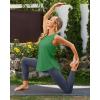 imageG4Free Racerback Workout Tank Tops for Women High Neck Athletic Long Tanks Fast Dry Sleeveless Pilates Running ShirtsForest Green