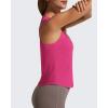 imageG4Free Racerback Workout Tank Tops for Women High Neck Athletic Long Tanks Fast Dry Sleeveless Pilates Running ShirtsHot Pink