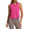 imageG4Free Racerback Workout Tank Tops for Women High Neck Athletic Long Tanks Fast Dry Sleeveless Pilates Running ShirtsHot Pink