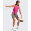 imageG4Free Racerback Workout Tank Tops for Women High Neck Athletic Long Tanks Fast Dry Sleeveless Pilates Running ShirtsHot Pink