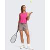 imageG4Free Racerback Workout Tank Tops for Women High Neck Athletic Long Tanks Fast Dry Sleeveless Pilates Running ShirtsHot Pink