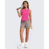 imageG4Free Racerback Workout Tank Tops for Women High Neck Athletic Long Tanks Fast Dry Sleeveless Pilates Running ShirtsHot Pink