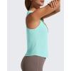 imageG4Free Racerback Workout Tank Tops for Women High Neck Athletic Long Tanks Fast Dry Sleeveless Pilates Running ShirtsLight Blue