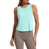 imageG4Free Racerback Workout Tank Tops for Women High Neck Athletic Long Tanks Fast Dry Sleeveless Pilates Running ShirtsLight Blue