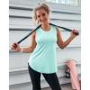 imageG4Free Racerback Workout Tank Tops for Women High Neck Athletic Long Tanks Fast Dry Sleeveless Pilates Running ShirtsLight Blue